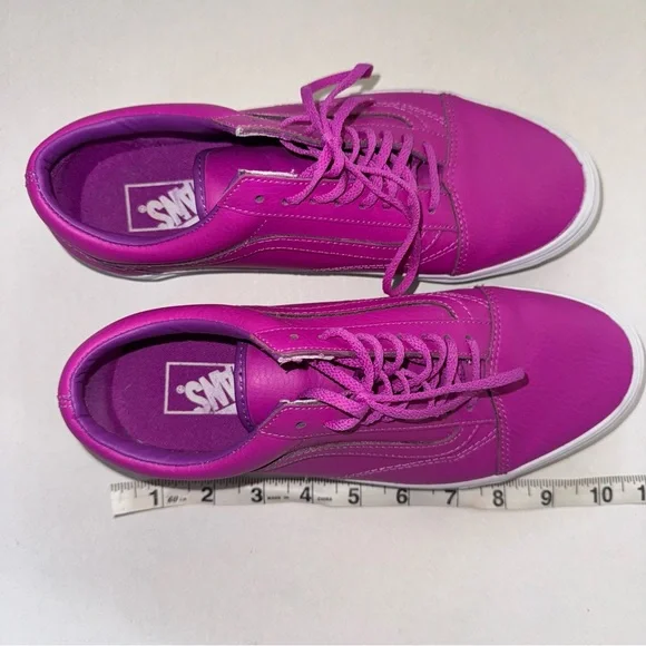Vans Leather Old Skool Women's Fuchsia Sneakers - Picture 10 of 13